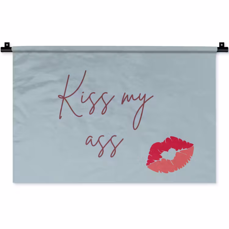 Wandkleed - Kiss my ass - Lip - Blauw — 1