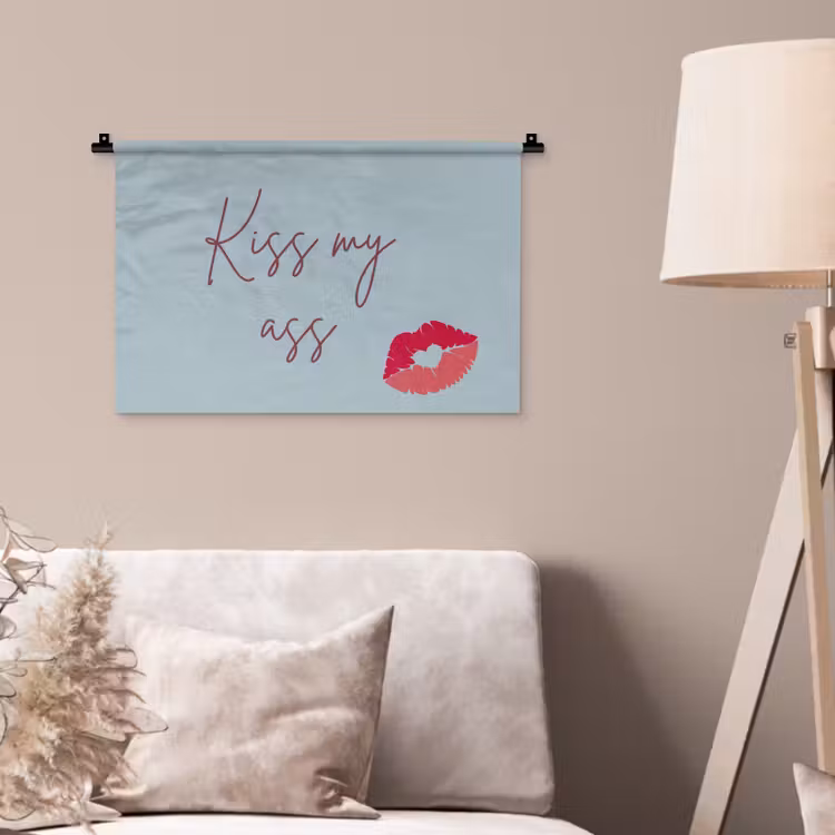 Wandkleed - Kiss my ass - Lip - Blauw — 2