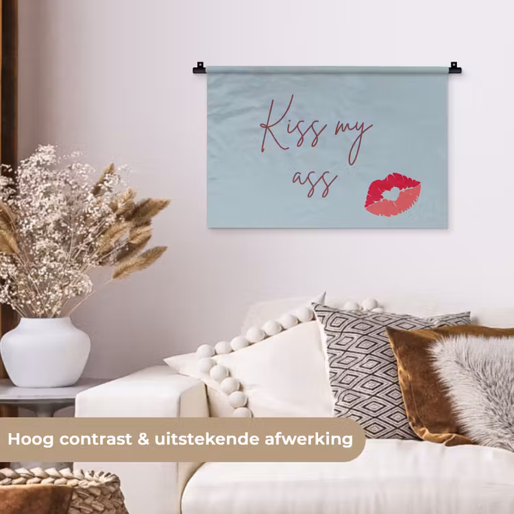 Wandkleed - Kiss my ass - Lip - Blauw — 4