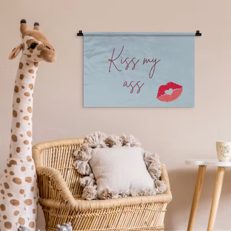 Wandkleed - Kiss my ass - Lip - Blauw — 5