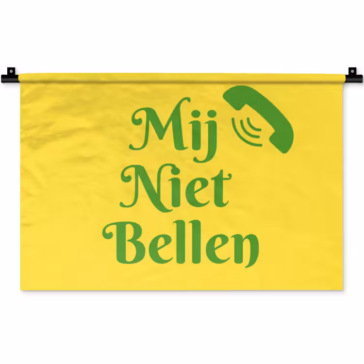Wandkleed - Mij niet bellen - Telefoon - Geel — 1
