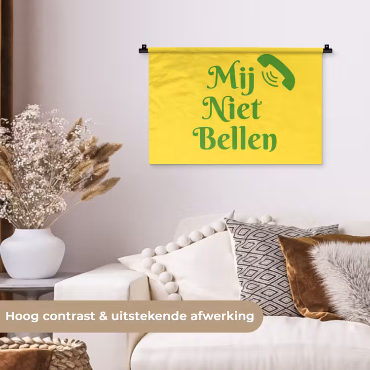 Wandkleed - Mij niet bellen - Telefoon - Geel — 4