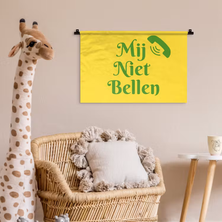 Wandkleed - Mij niet bellen - Telefoon - Geel — 5