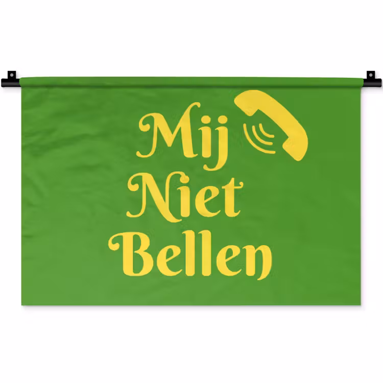 Wandkleed - Mij niet bellen - Telefoon - Groen — 1