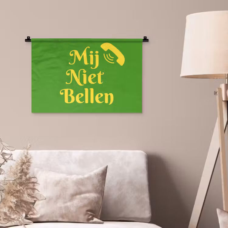Wandkleed - Mij niet bellen - Telefoon - Groen — 2