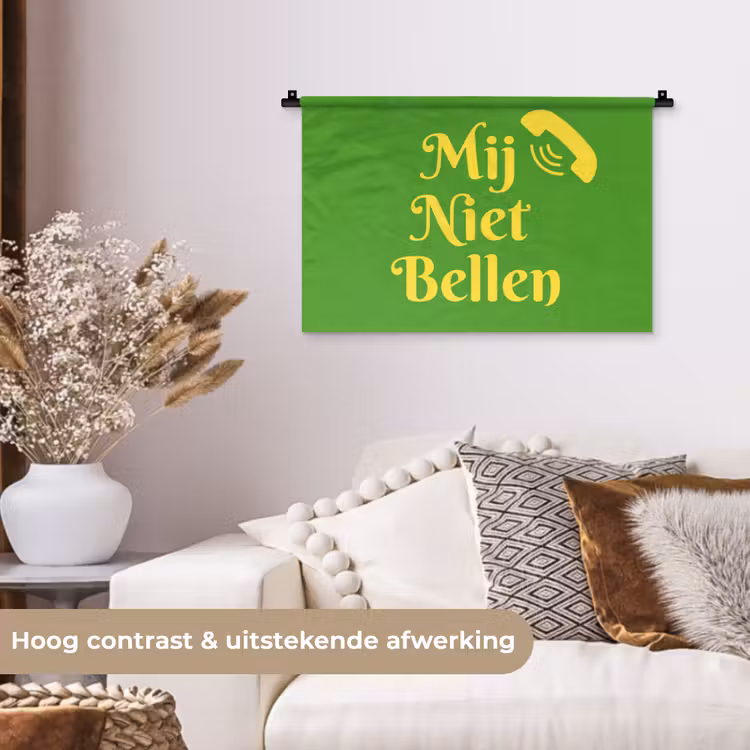 Wandkleed - Mij niet bellen - Telefoon - Groen — 4