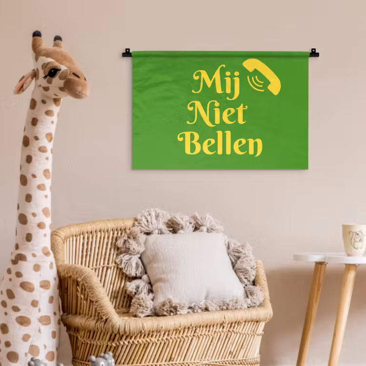 Wandkleed - Mij niet bellen - Telefoon - Groen — 5