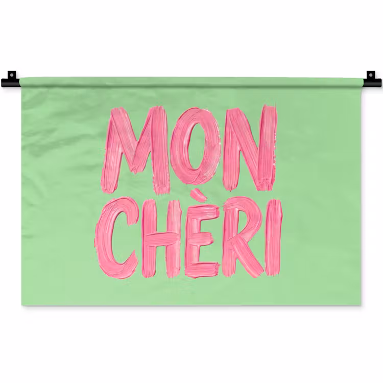 Wandkleed - Mon cheri - Groen - Roze — 1