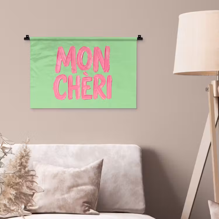 Wandkleed - Mon cheri - Groen - Roze — 2
