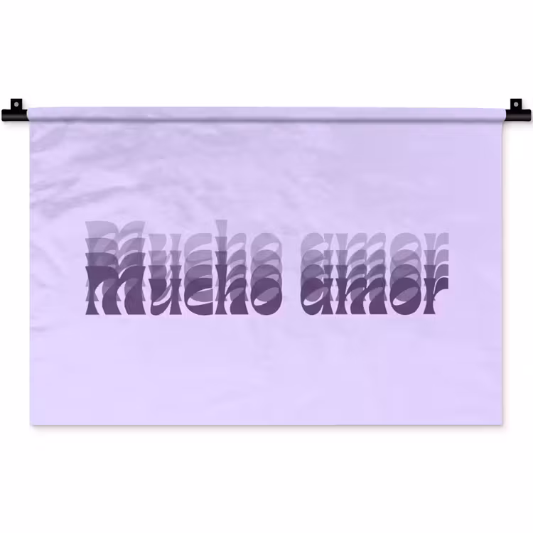 Wandkleed - Mucho amor - Paars - Gelaagde letters — 1