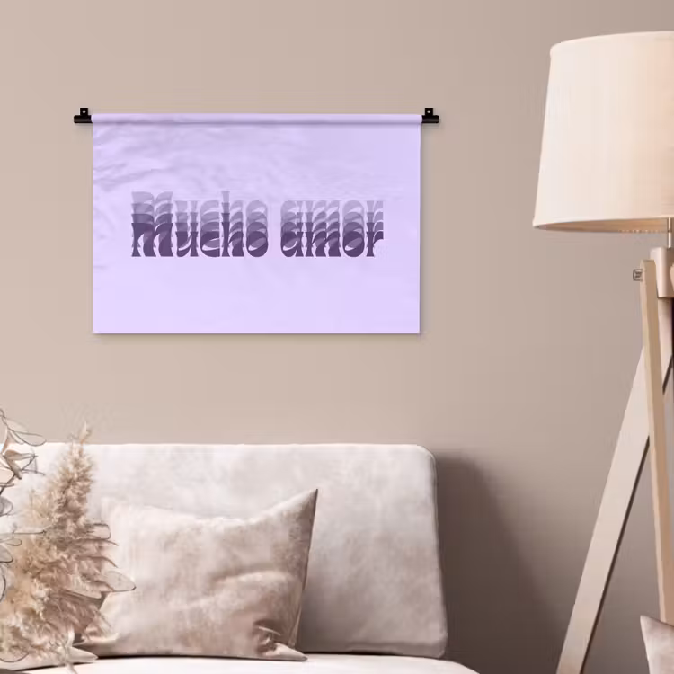Wandkleed - Mucho amor - Paars - Gelaagde letters — 2