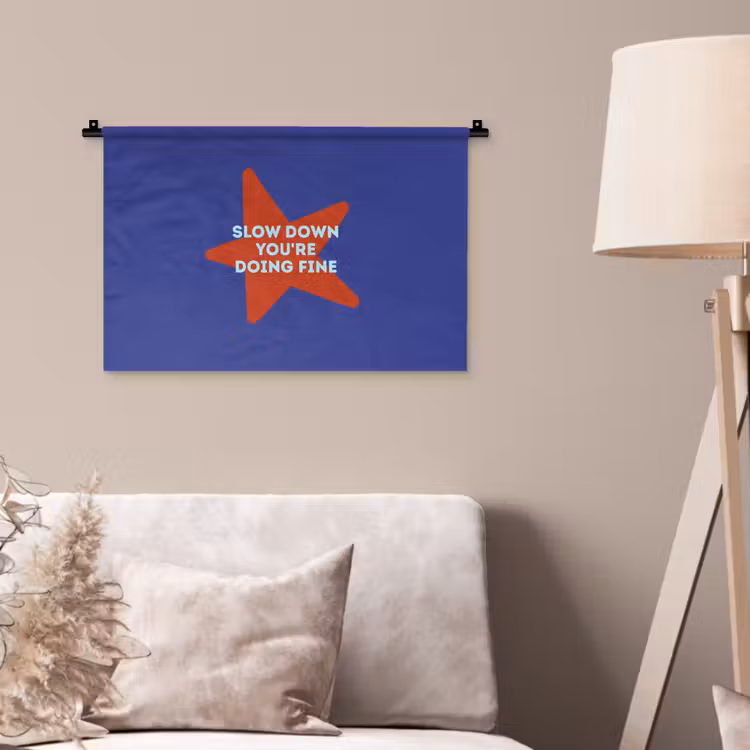 Wandkleed - Slow down you're doing fine - Ster - Blauw — 2