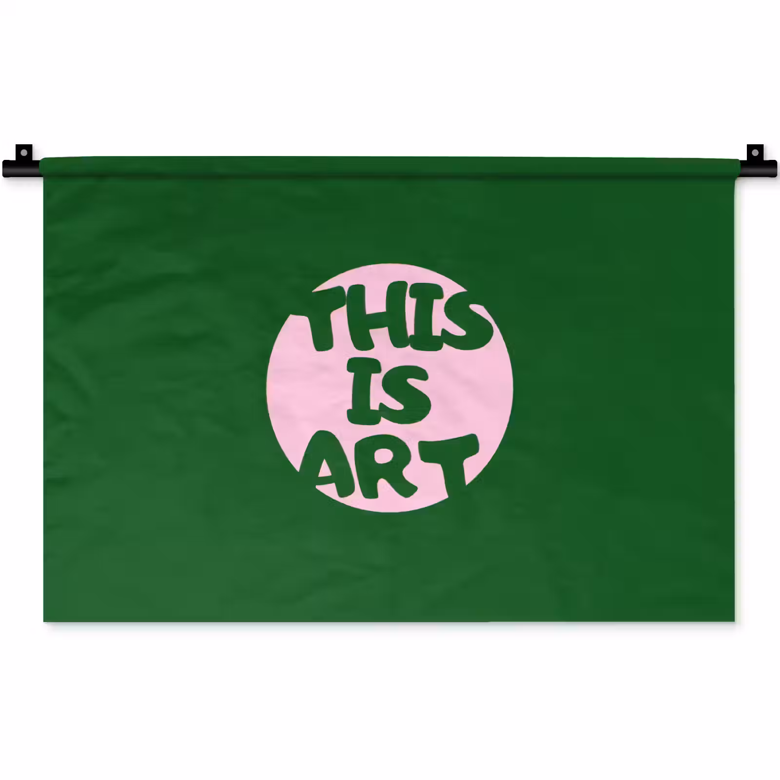 Wandkleed - Cirkel - Roze - Tekst - Art — 1
