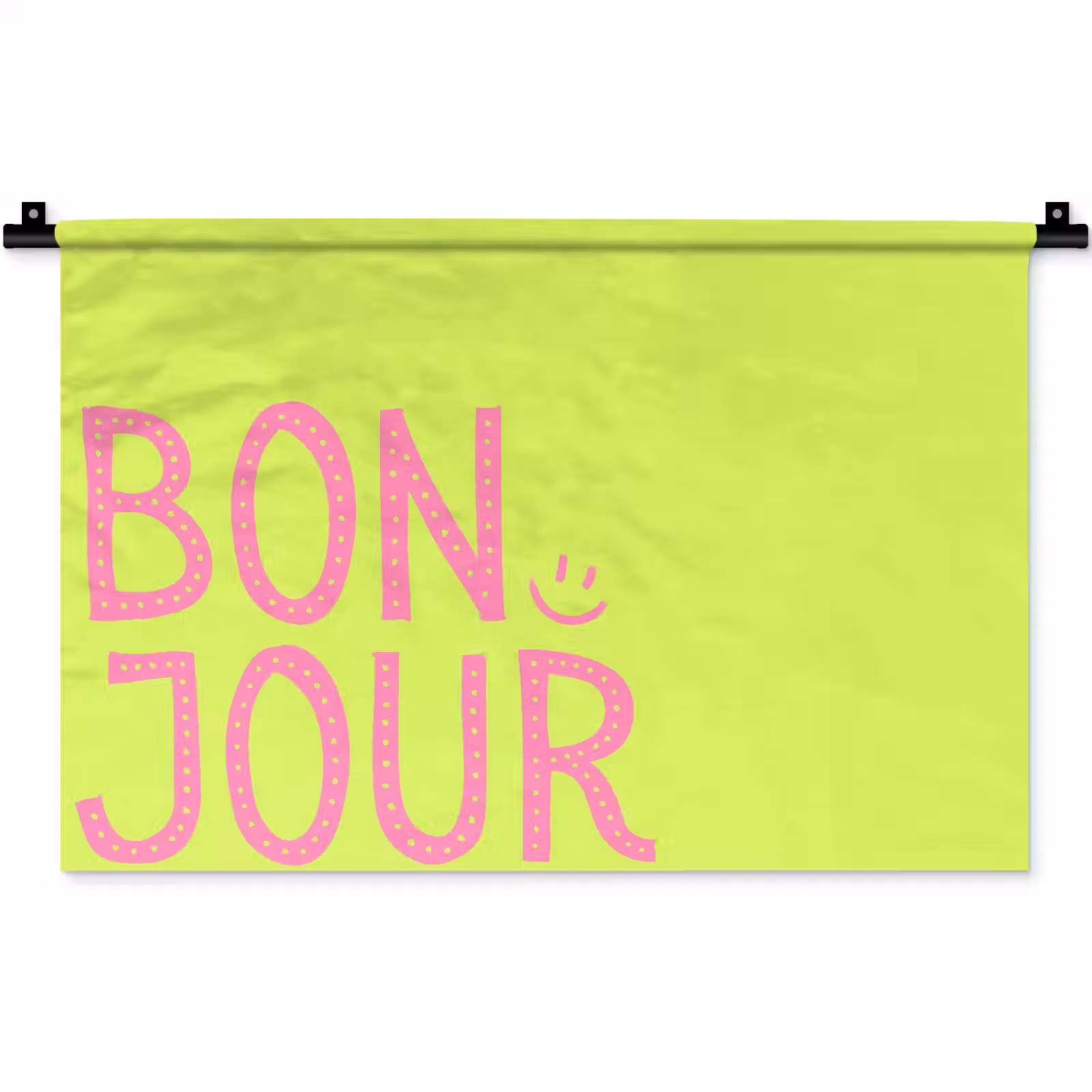 Wandkleed - Groen - Smiley - Bonjour - Roze — 1