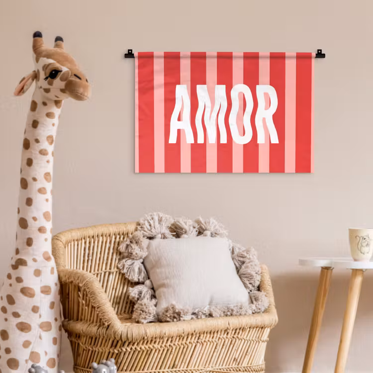 Wandkleed - Amor - Strepen - Rood - Roze — 5