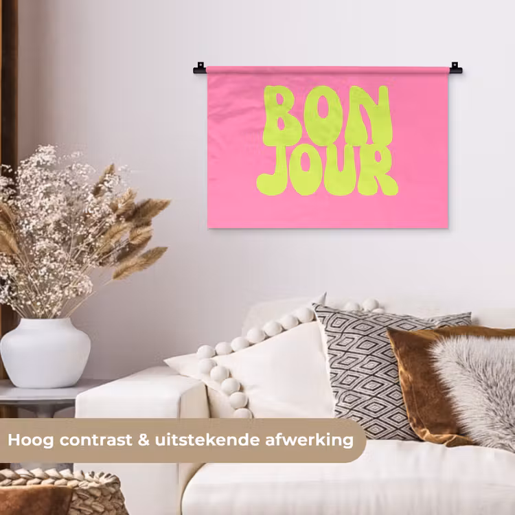 Wandkleed - Bonjour - Roze - Fel groen — 4