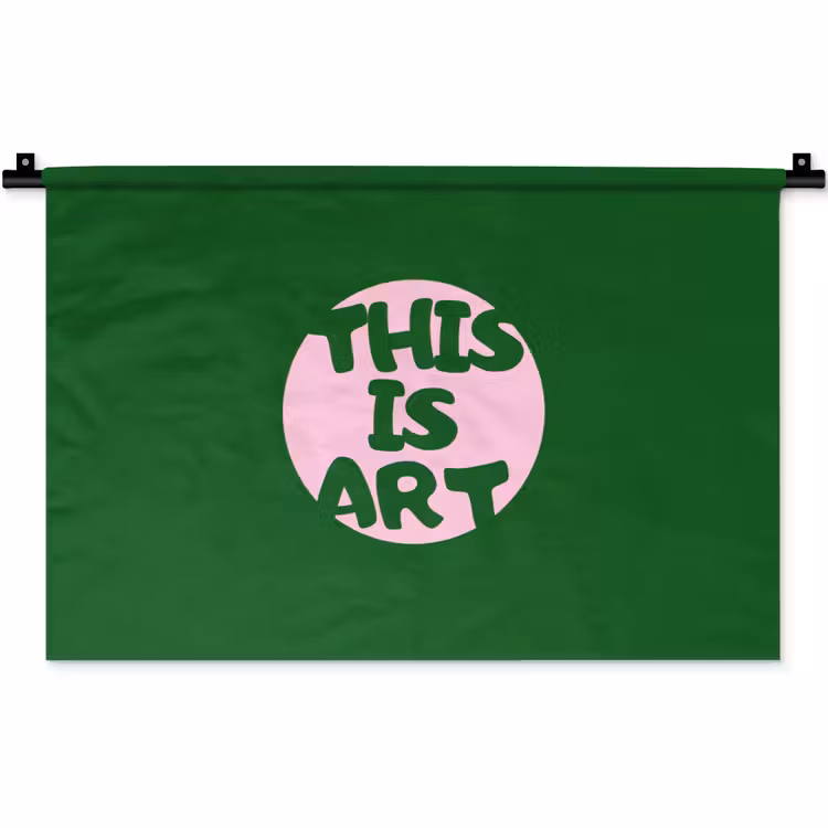 Wandkleed - Cirkel - Roze - Tekst - Art — 1