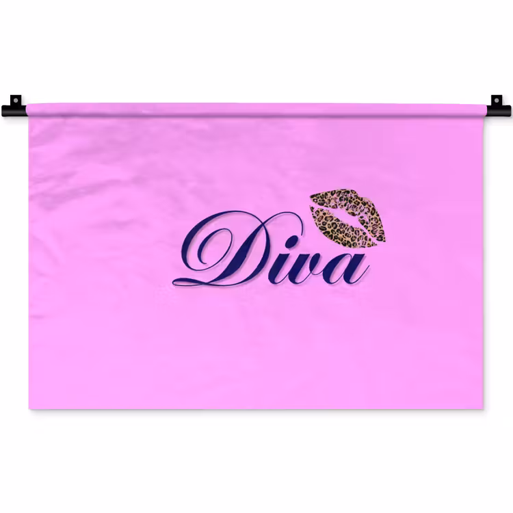 Wandkleed - Diva - Lip - Panterprint - Roze — 1