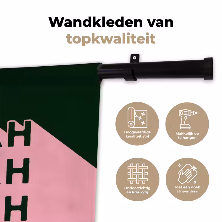 Wandkleed - Donkergroen - Tekst - Schaduw - Grafisch — 3