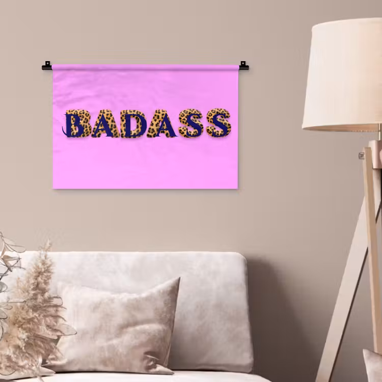Wandkleed - Felroze - Badass - Panterprint - Schaduw — 2