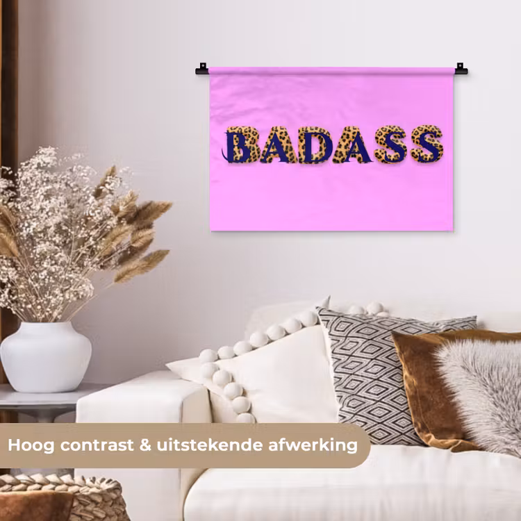 Wandkleed - Felroze - Badass - Panterprint - Schaduw — 4