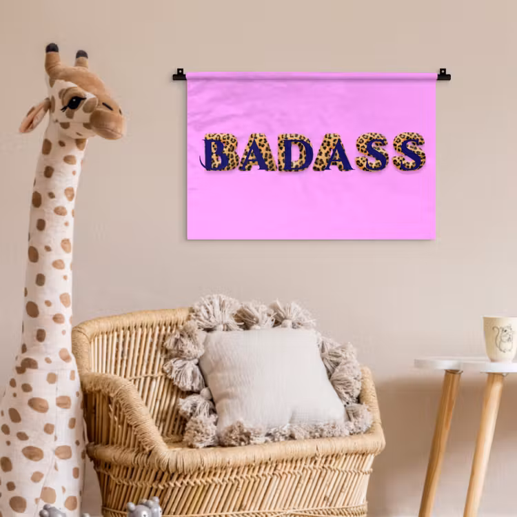 Wandkleed - Felroze - Badass - Panterprint - Schaduw — 5