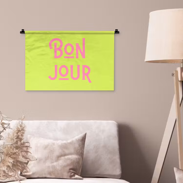 Wandkleed - Groen - Roze bonjour - art-deco — 2