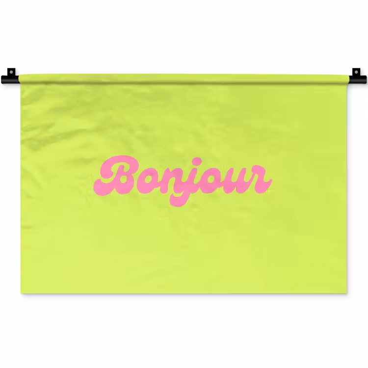 Wandkleed - Groen - Roze bonjour - Retro — 1