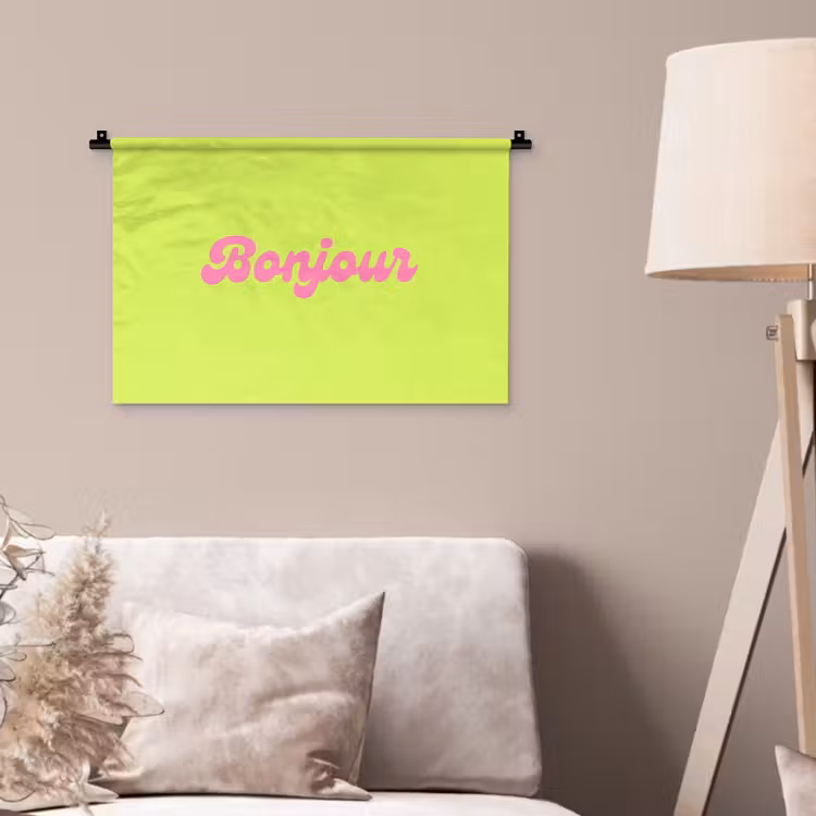 Wandkleed - Groen - Roze bonjour - Retro — 2