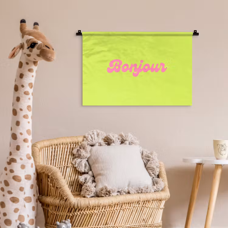 Wandkleed - Groen - Roze bonjour - Retro — 5