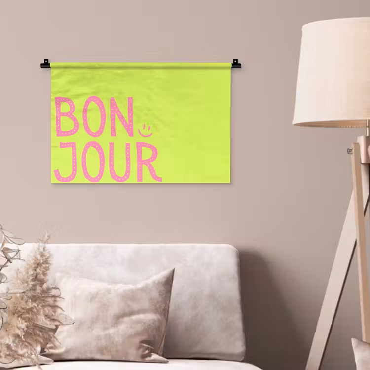 Wandkleed - Groen - Smiley - Bonjour - Roze — 2