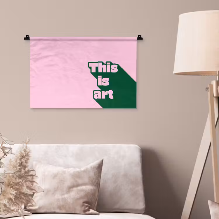 Wandkleed - Groen - Teskt - This is art - Roze — 2
