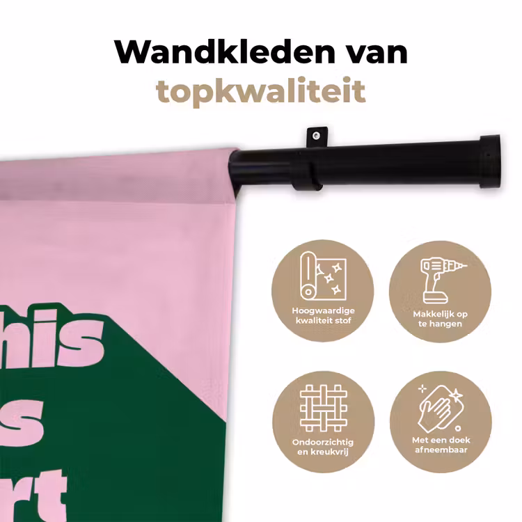 Wandkleed - Groen - Teskt - This is art - Roze — 3
