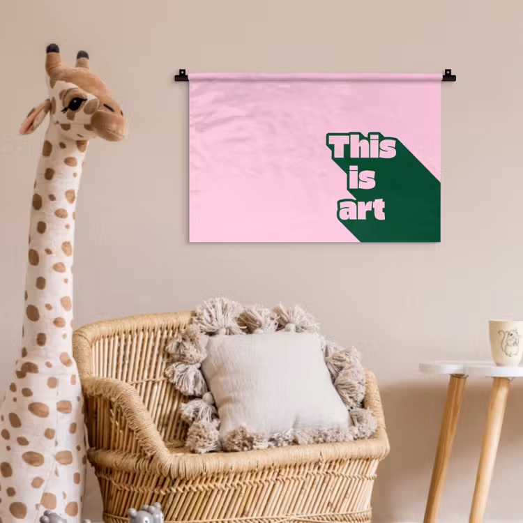 Wandkleed - Groen - Teskt - This is art - Roze — 5