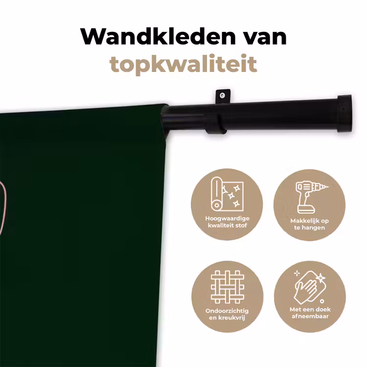 Wandkleed - Illustratie - Mond - Donkergroen - Tekstwolkje — 3
