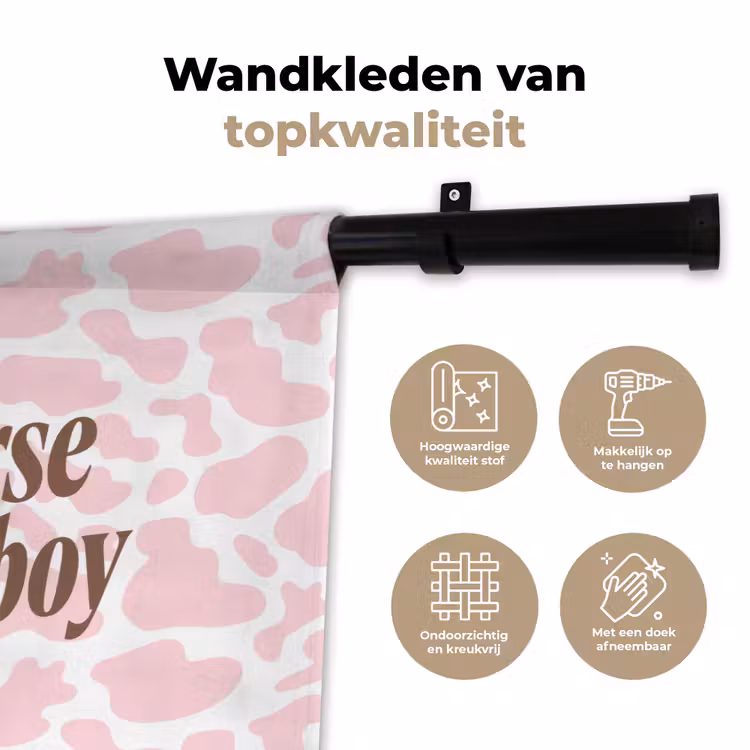 Wandkleed - Koeienprint - Roze - Cowboy - Horse — 3