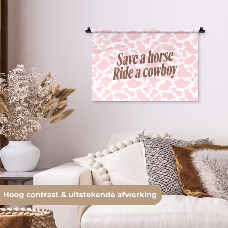 Wandkleed - Koeienprint - Roze - Cowboy - Horse — 4