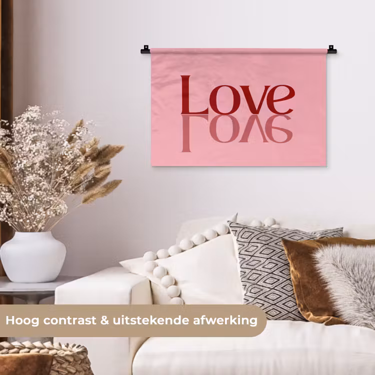 Wandkleed - Love - Roze - Spiegeling — 4