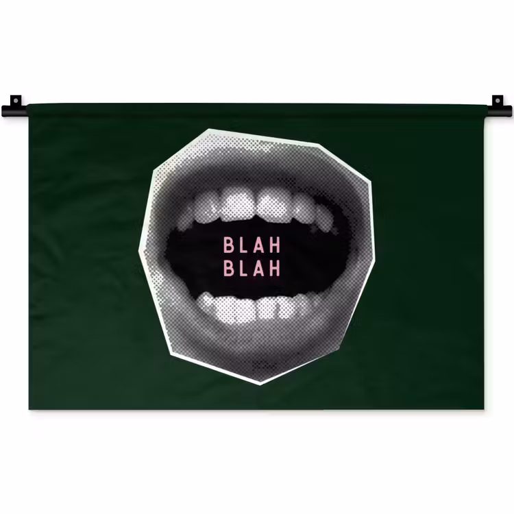 Wandkleed - Mond - Groen - Illustratie - BLAH BLAH — 1