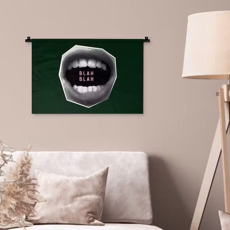 Wandkleed - Mond - Groen - Illustratie - BLAH BLAH — 2