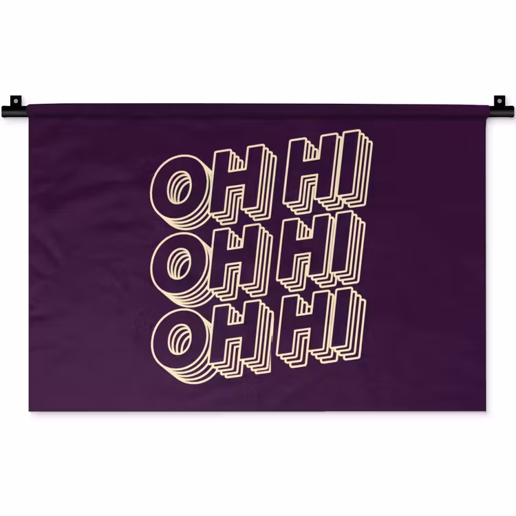 Wandkleed - Oh hi - Paars - 3D — 1
