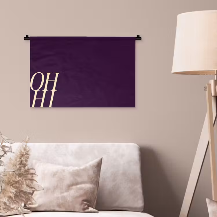 Wandkleed - Oh hi - Paars - Cursief — 2