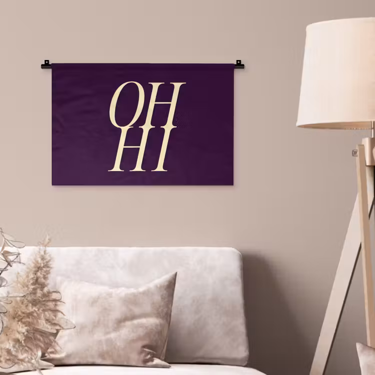 Wandkleed - Oh hi - Paars - Minimalistisch — 2