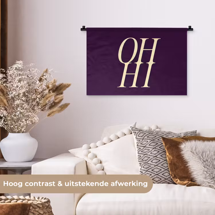 Wandkleed - Oh hi - Paars - Minimalistisch — 4