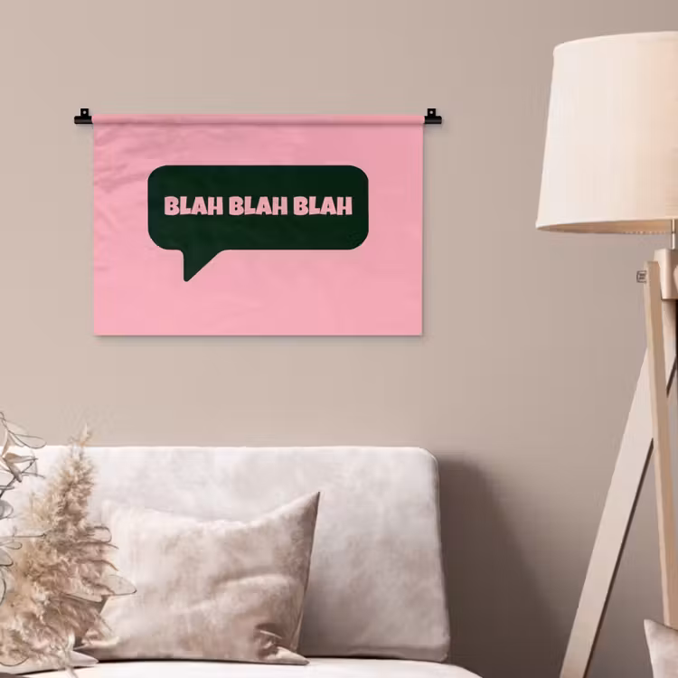 Wandkleed - Roze - Tekstwolk - Groen - BLAH BLAH BLAH — 2