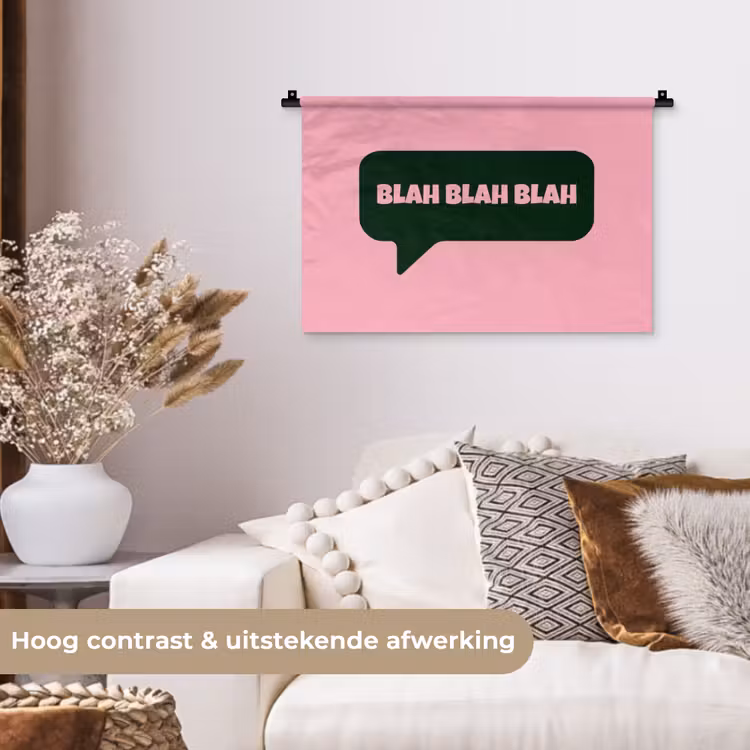 Wandkleed - Roze - Tekstwolk - Groen - BLAH BLAH BLAH — 4