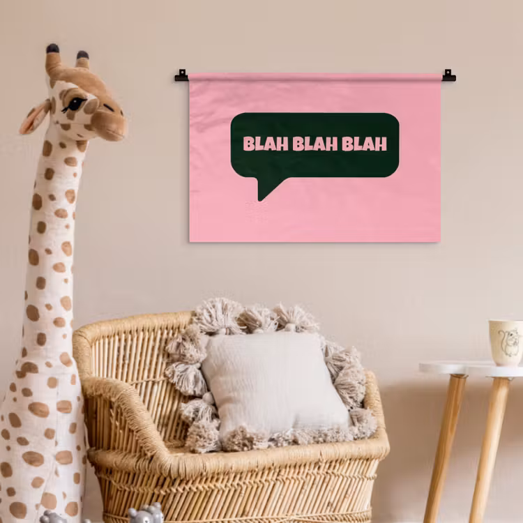 Wandkleed - Roze - Tekstwolk - Groen - BLAH BLAH BLAH — 5
