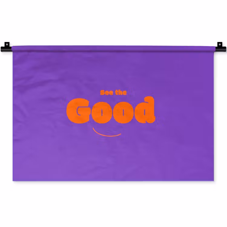 Wandkleed - See the good - Oranje - Paars - Smiley — 1