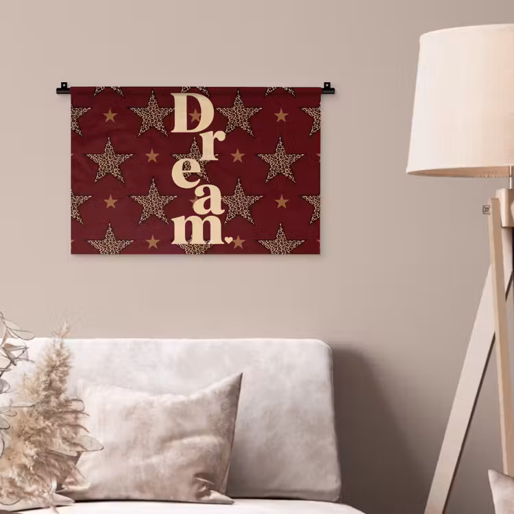 Wandkleed - Sterren - Luipaardprint - Dream - Bordeaux — 2