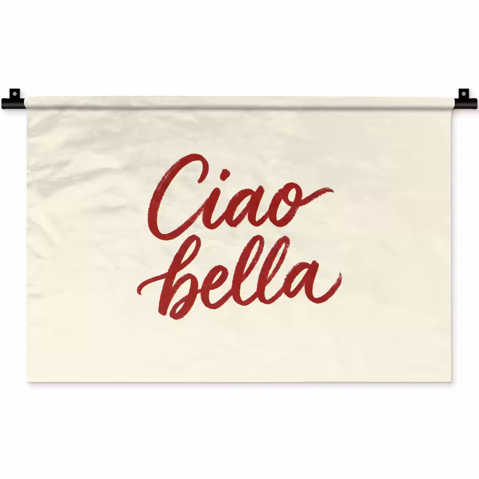 Wandkleed - Ciao bella - Rood - Wit - Minimalistisch — 1